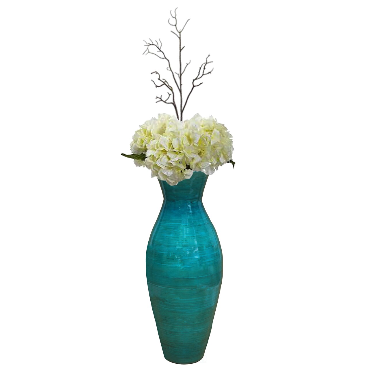Uniquewise 21" Modern Bamboo Floor Vase Flared Design for Dining Room Living Room and Entryway Décor Ideal for Dried Branches Sticks Long Stems Artificial Flowers, & Contemporary Home Styling